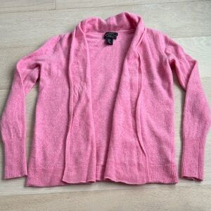 100% 2 ply cashmere tahari Pink Open Front Women's Sweater sz medium